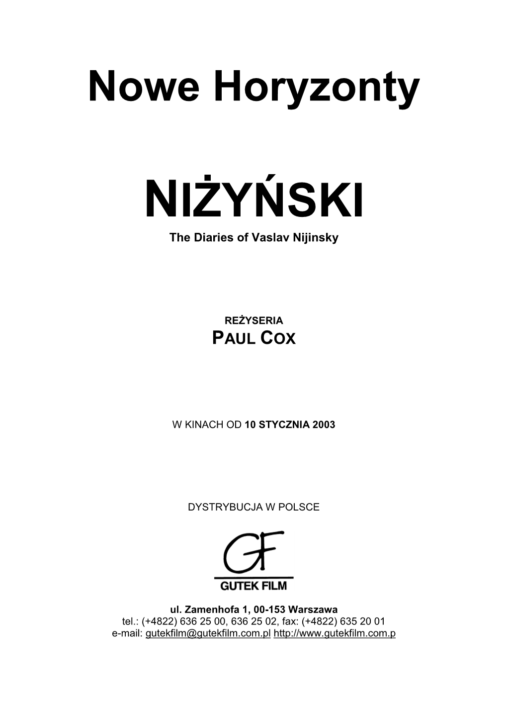 NIŻYŃSKI Pressbook