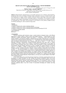 Recent Advances in the Synthesis of Five- and Six-Membered Selena