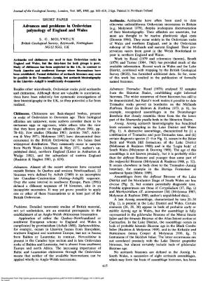 Advances and Problems in Ordovician (E.G.Molyneux 1979), Despite Inadequate Documentation Palynology of England and Wales of Their Biostratigraphy