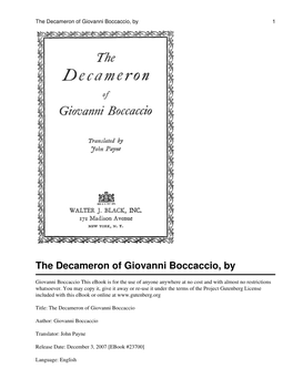 The Decameron of Giovanni Boccaccio, by 1