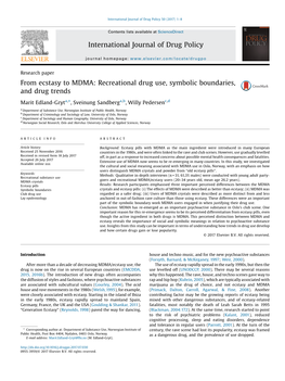 From Ecstasy to MDMA: Recreational Drug Use, Symbolic Boundaries, and Drug Trends