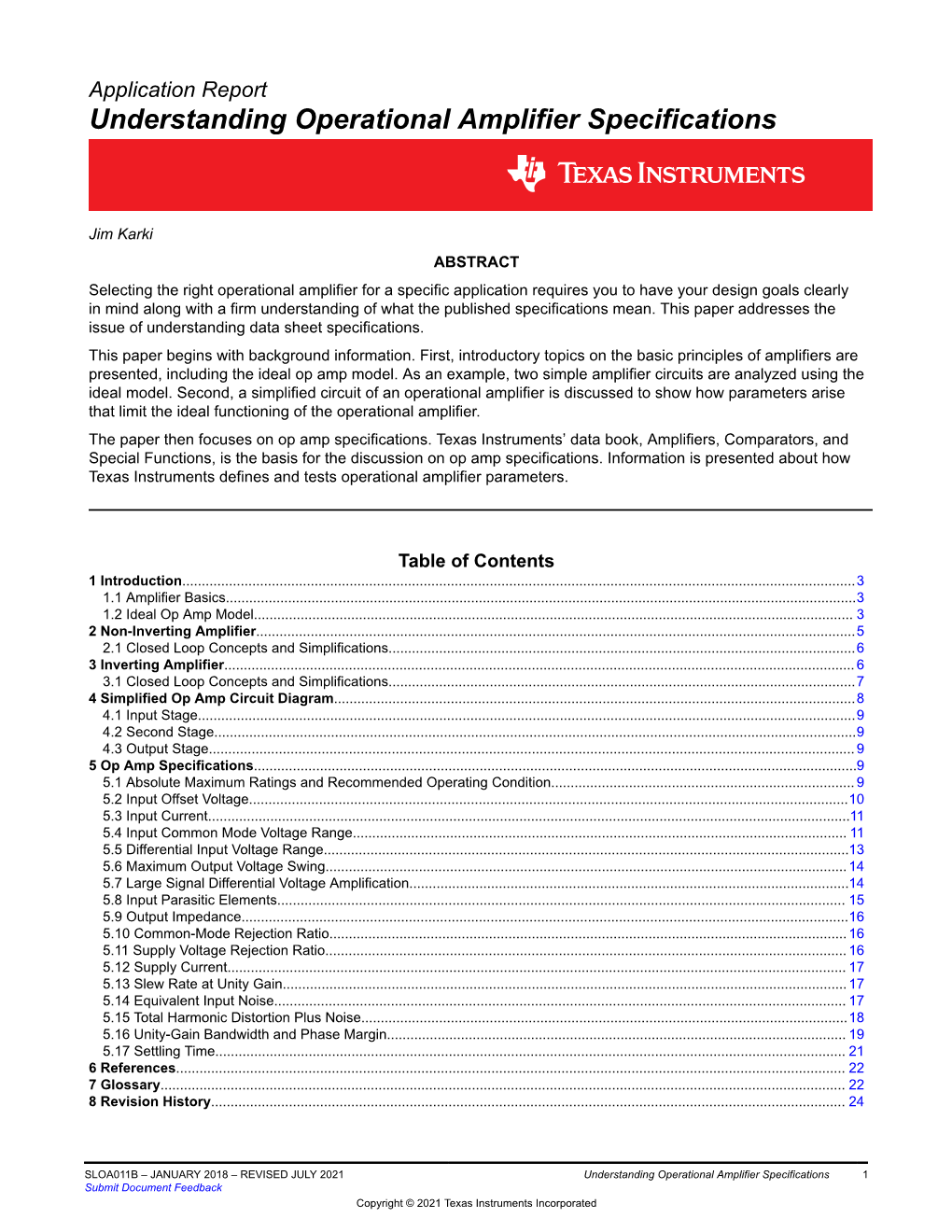 Understanding Operational Amplifier Specifications (Rev. B) - DocsLib