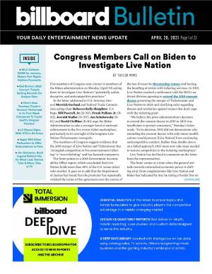 Congress Members Call on Biden to Investigate Live Nation