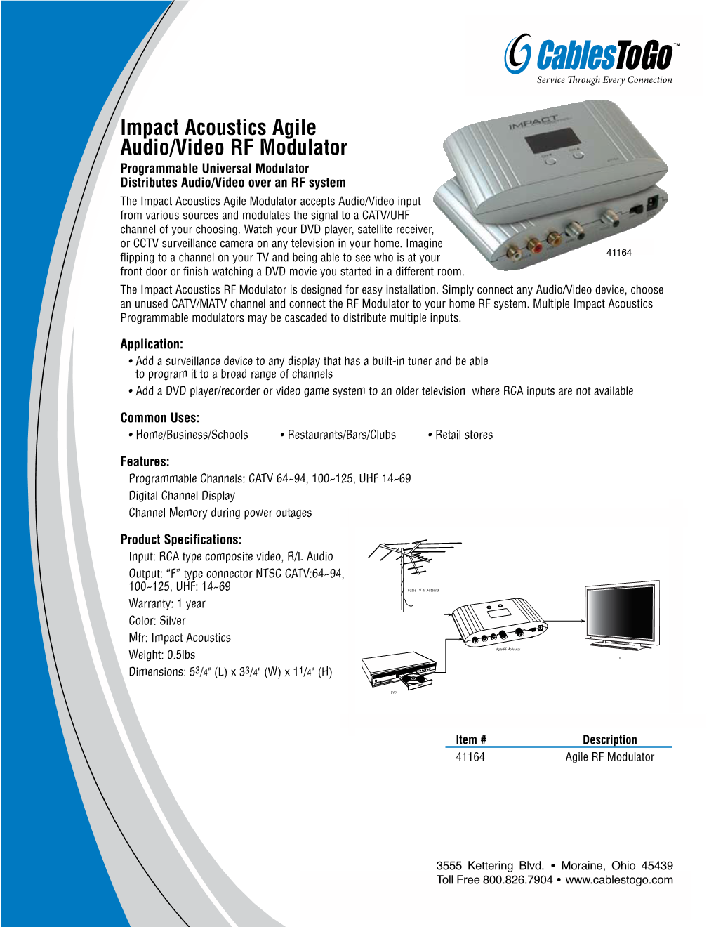 Impact Acoustics Agile Audio/Video RF Modulator