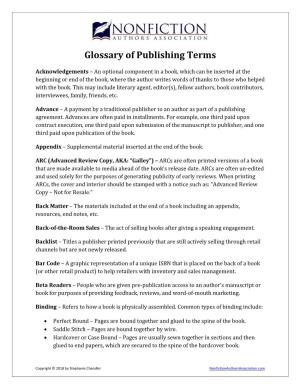 Glossary of Publishing Terms