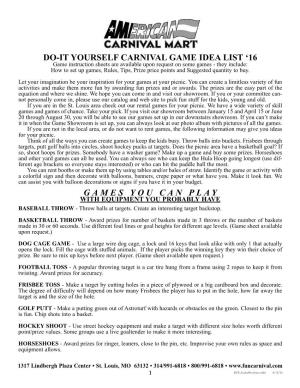 Do-It Yourself Carnival Game Idea List