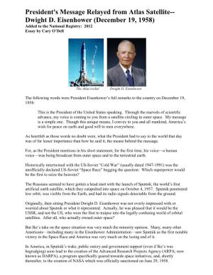President Eisenhower's Message from Space