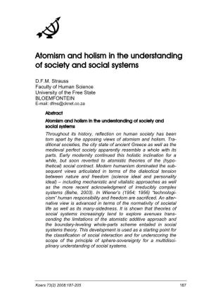 Atomism and Holism in the Understanding of Society and Social Systems
