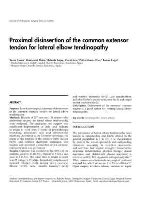 Proximal Disinsertion of the Common Extensor Tendon for Lateral Elbow Tendinopathy