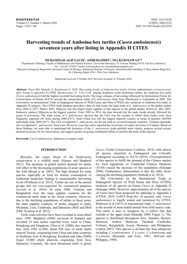 Cuora Amboinensis) Seventeen Years After Listing in Appendix II CITES