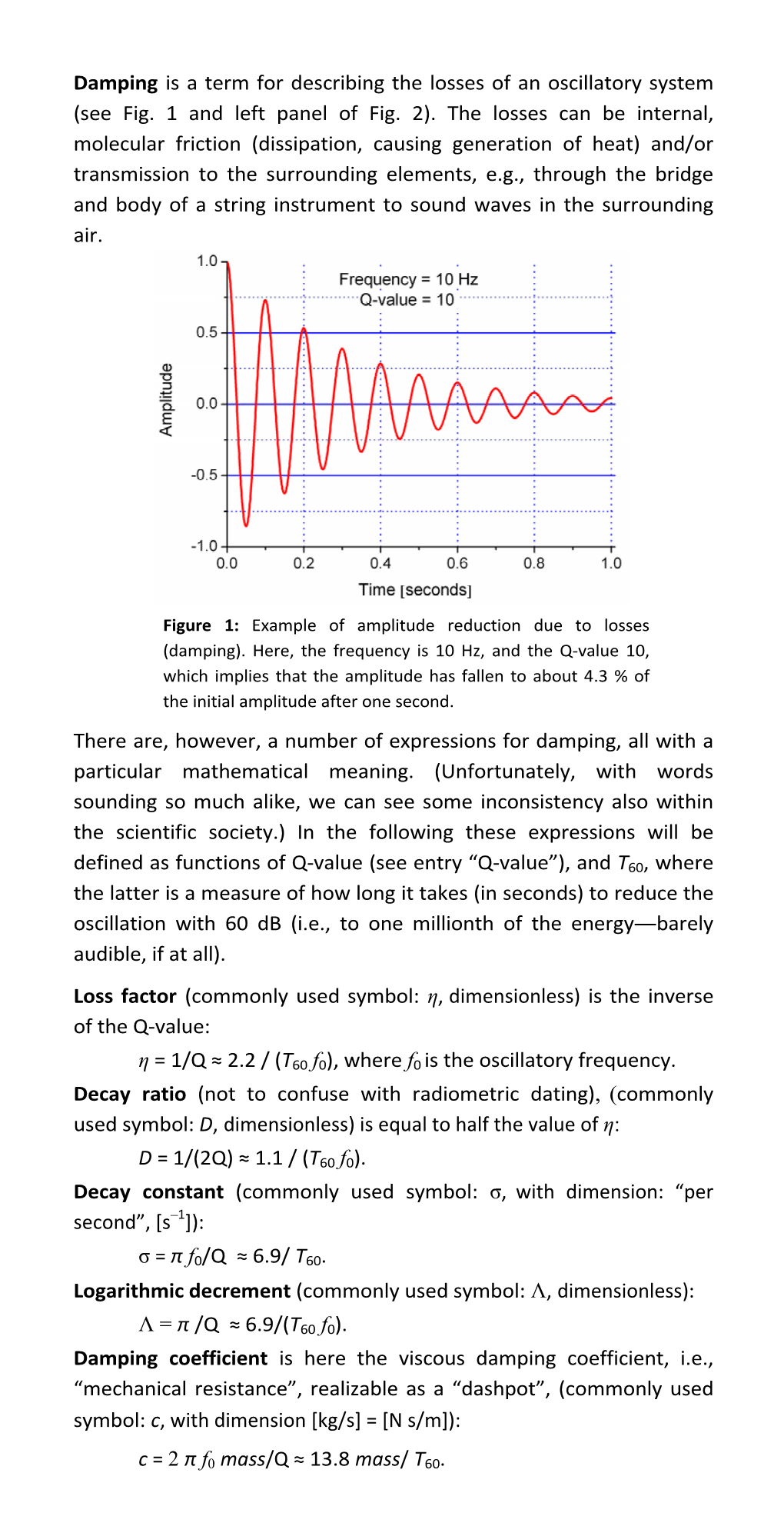 Damping Is a Term for Describing the Losses of an Oscillatory System (See Fig
