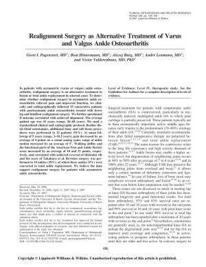 Realignment Surgery As Alternative Treatment of Varus and Valgus Ankle Osteoarthritis