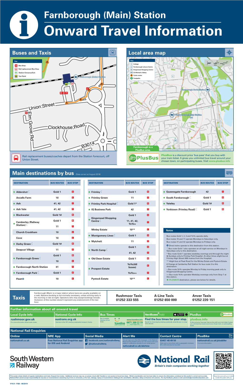 Farnborough (Main) Station I Onward Travel Information Buses and Taxis Local Area Map