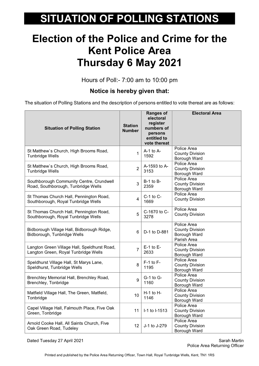 Situation of Polling Stations