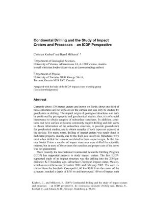 Continental Drilling and the Study of Impact Craters and Processes – an ICDP Perspective