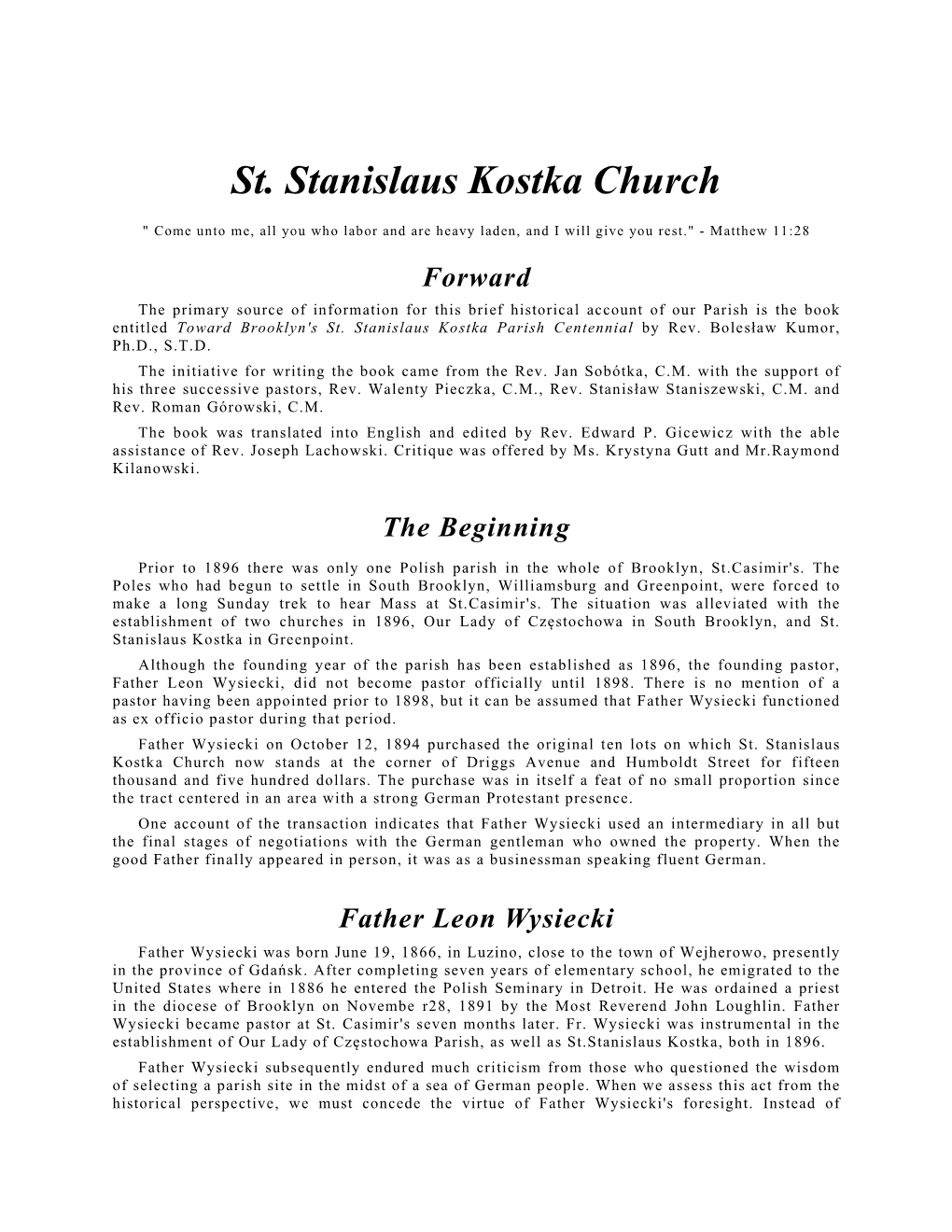 St. Stanislaus Kostka Church