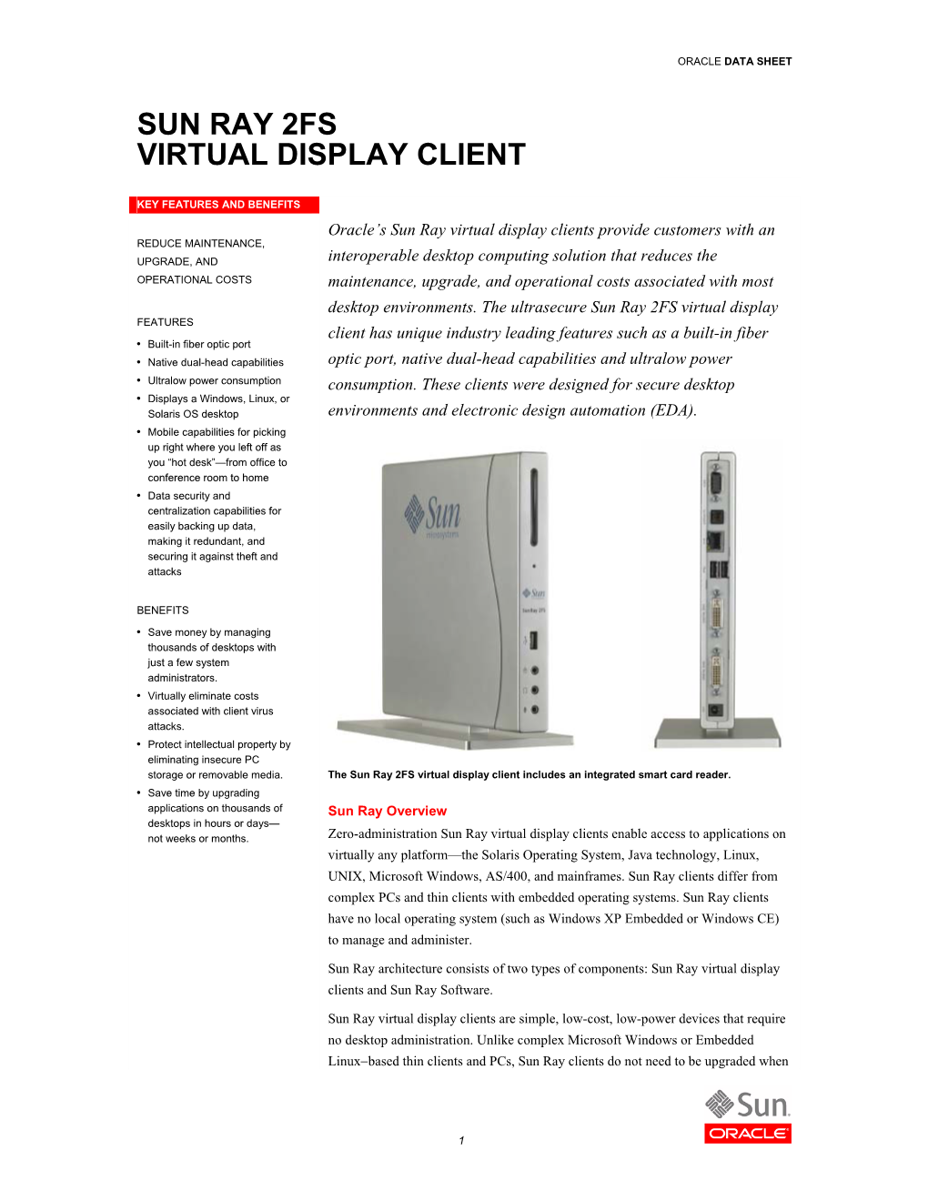 Sun Ray 2Fs Virtual Display Client