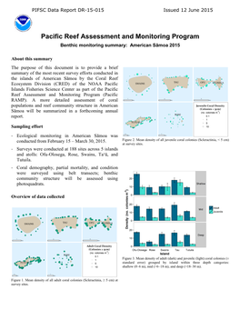 Pacific Reef Assessment and Monitoring Program Benthic Monitoring Summary: American Sāmoa 2015
