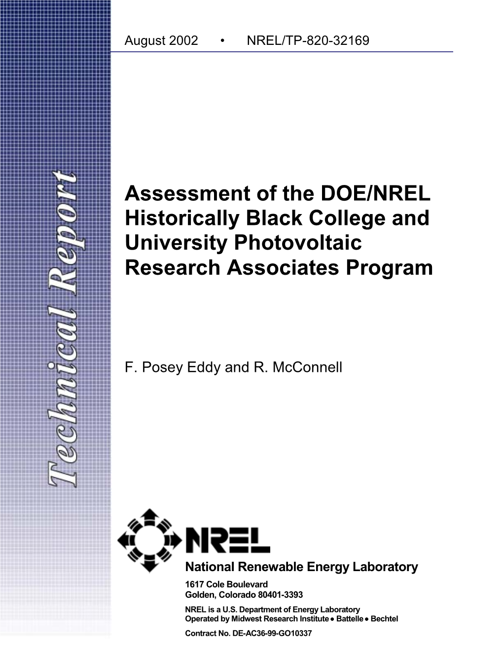 Assessment of the DOE/NREL Historically Black College and University Photovoltaic Research Associates Program