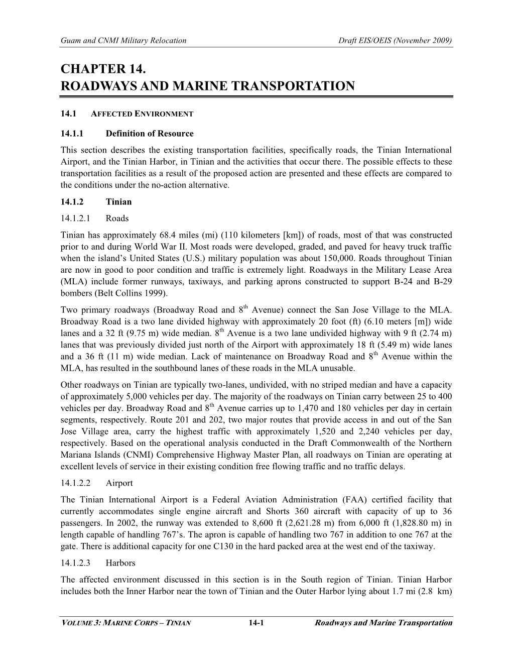 14. Roadways and Marine Transportation