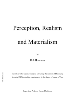 Perception, Realism and Materialism