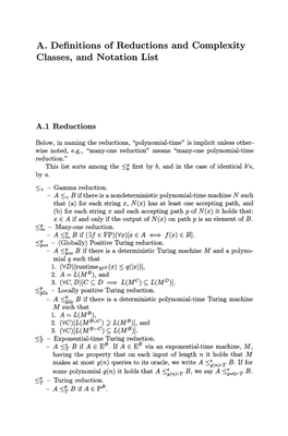A. Definitions of Reductions and Complexity Classes, and Notation List
