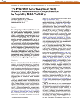 The Drosophila Tumor Suppressor Vps25 Prevents Nonautonomous Overproliferation by Regulating Notch Trafficking