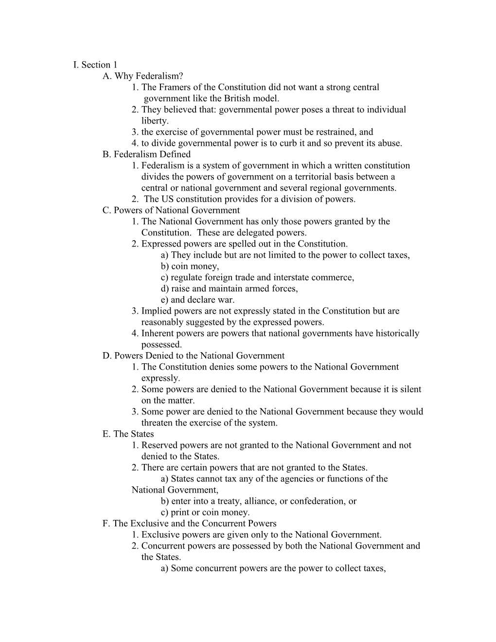 1. the Framers of the Constitution Did Not Want a Strong Central