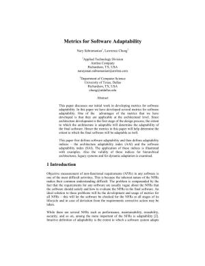 Metrics for Software Adaptability