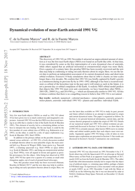 Dynamical Evolution of Near-Earth Asteroid 1991 VG