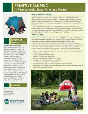 PRIMITIVE CAMPING in Pennsylvania State Parks and Forests 11/2014