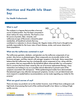 Nutrition and Health Info Sheet