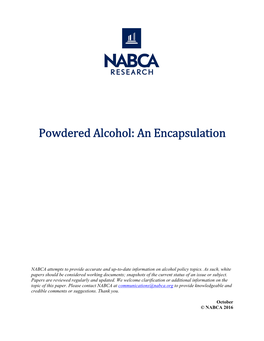 Powdered Alcohol: an Encapsulation