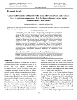 Research Article Comb-Tooth Blennies Of