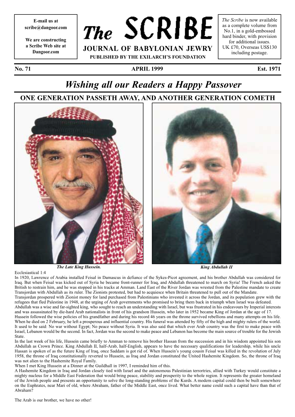 5 Wishing All Our Readers a Happy Passover