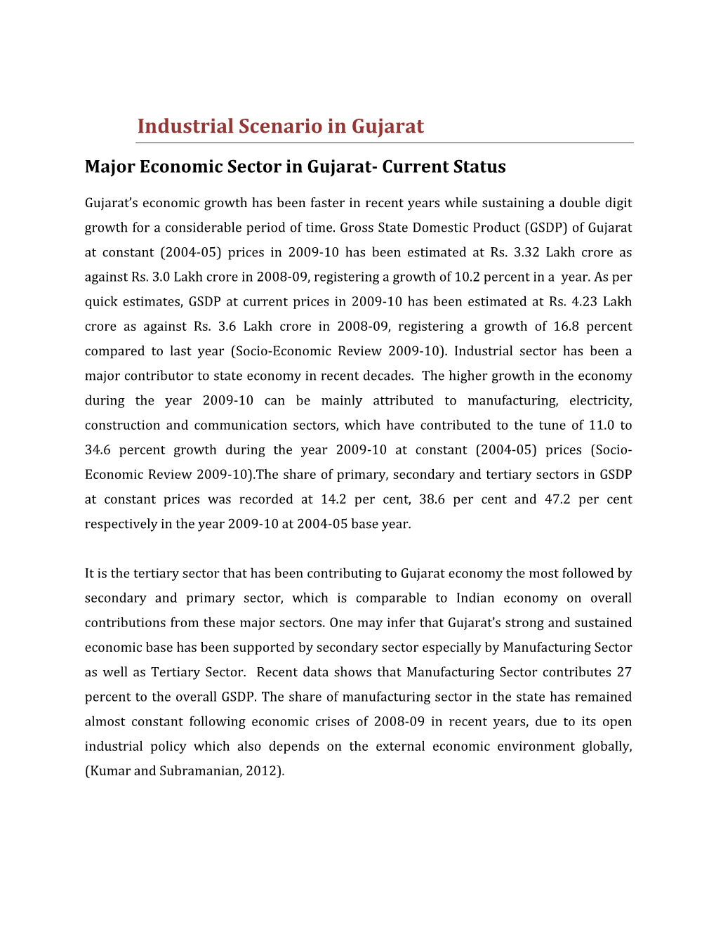 Industrial Scenario in Gujarat