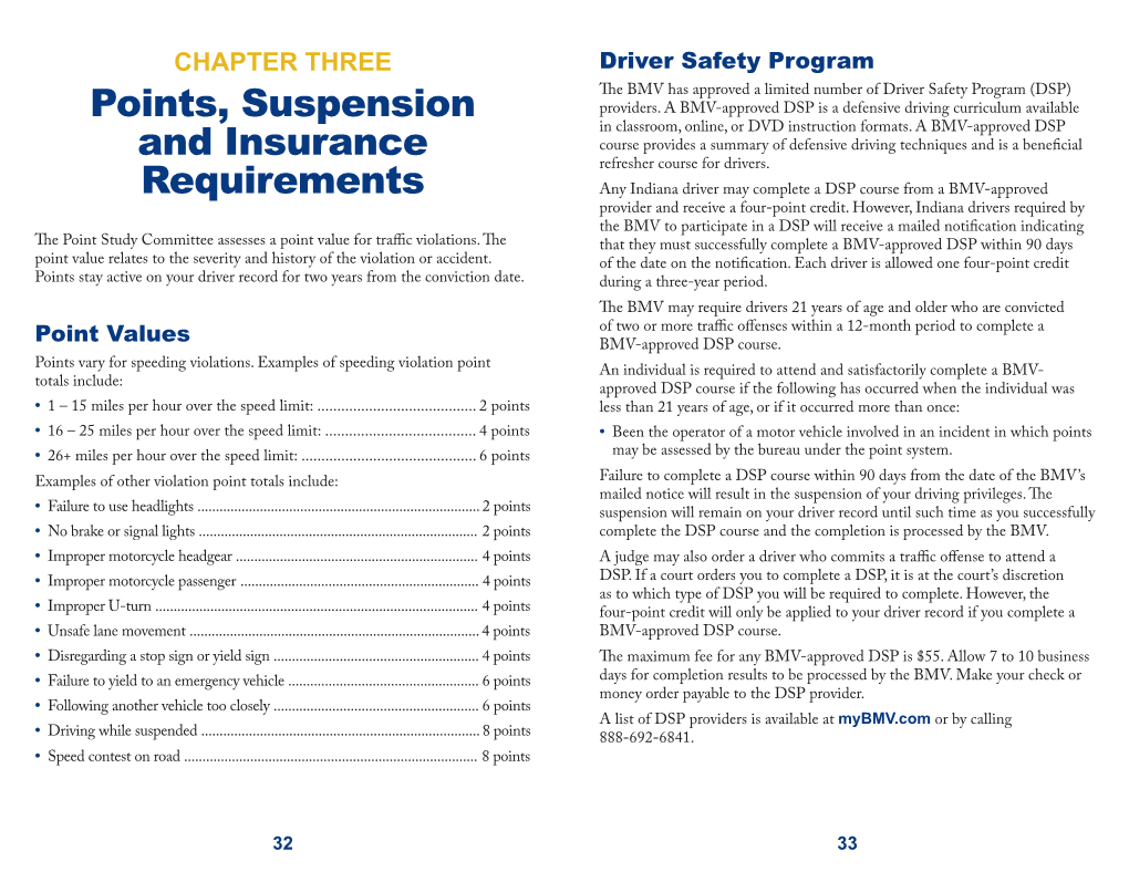 Points, Suspension and Insurance Requirements