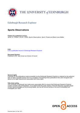 SPORT OBSERVATIONS Briefing Paper | July 2020
