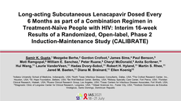 Long-Acting Subcutaneous Lenacapavir Dosed Every 6 Months