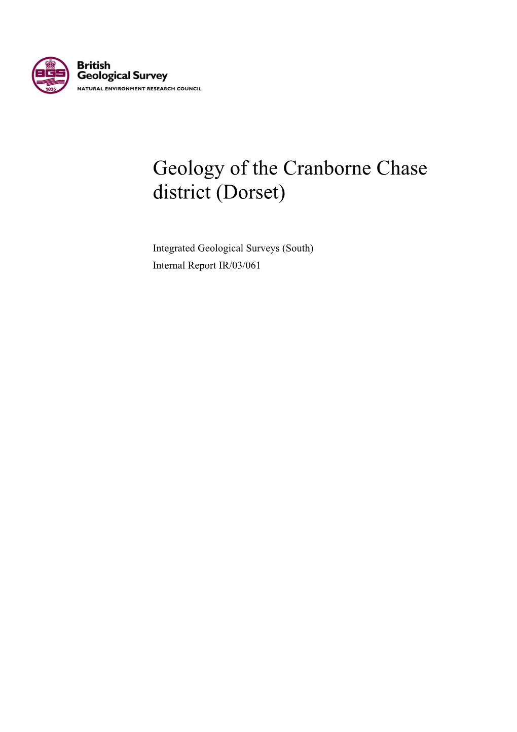 Geology of the Cranborne Chase District (Dorset)