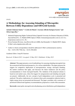 A Methodology for Assessing Islanding of Microgrids: Between Utility Dependence and Off-Grid Systems