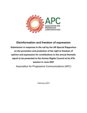 Disinformation and Freedom of Expression