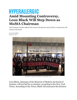 Amid Mounting Controversy, Leon Black Will Step Down As Moma