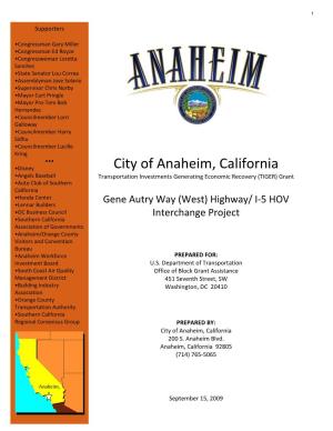 Gene Autry Way (West) Highway I-5 HOV Interchange Project Application