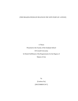A Thesis Presented to the Faculty of the Graduate School of Cornell University in Partial Fulfillment of the Requirements for the Degree of Master of Arts