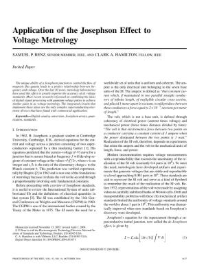 Application of the Josephson Effect to Voltage Metrology