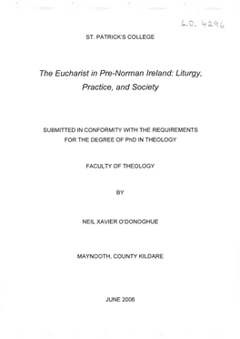 The Eucharist in Pre-Norman Ireland: Liturgy, Practice, and Society