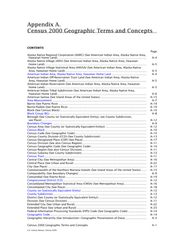 Census 2000 Geographic Terms and Concepts