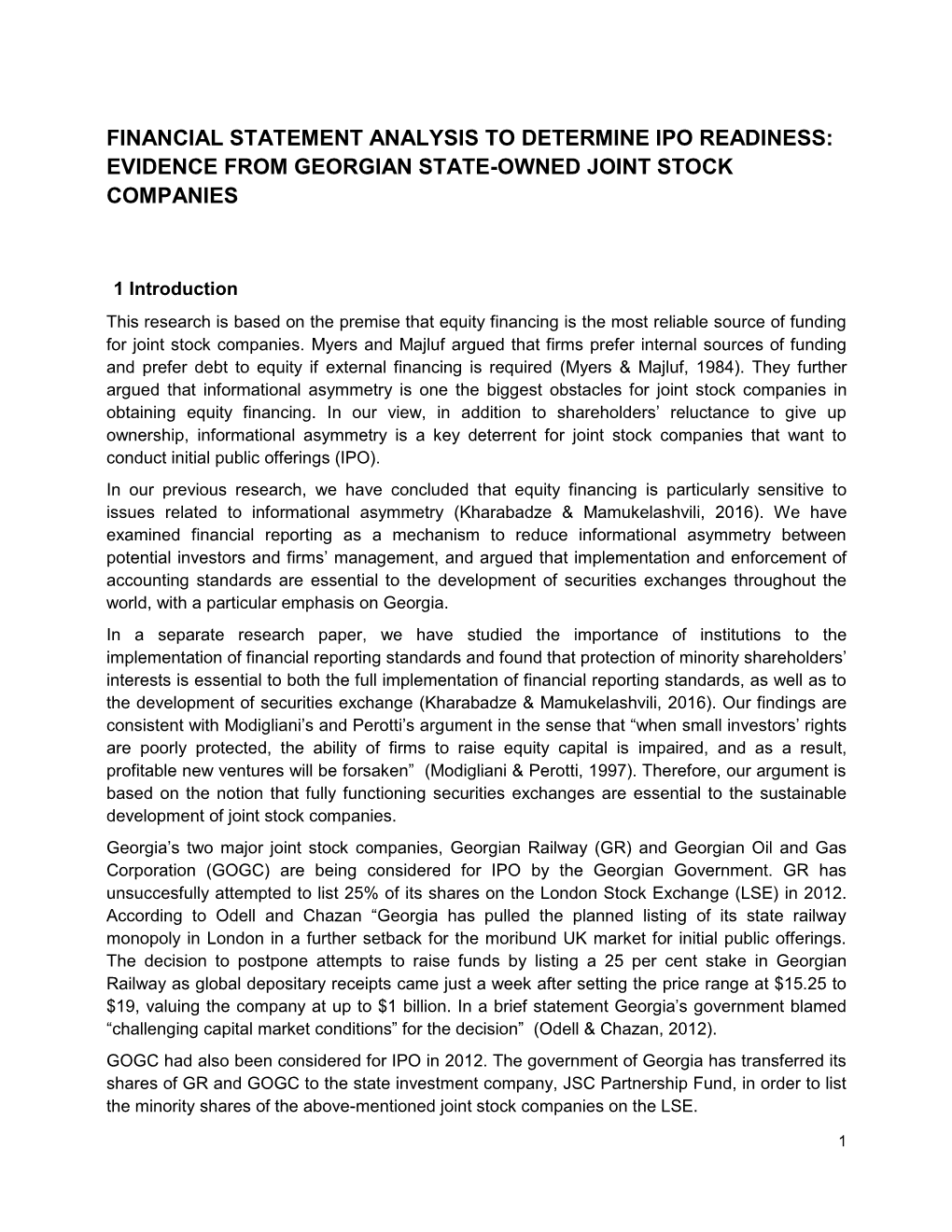Evidence from Georgian State-Owned Joint Stock Companies