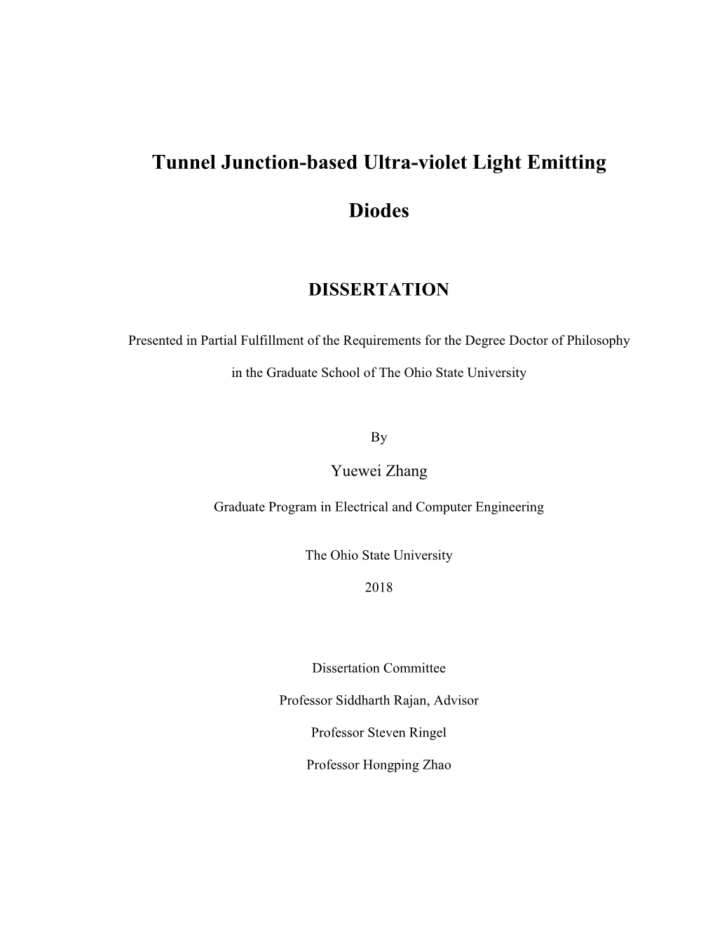 Tunnel Junction-Based Ultra-Violet Light Emitting Diodes